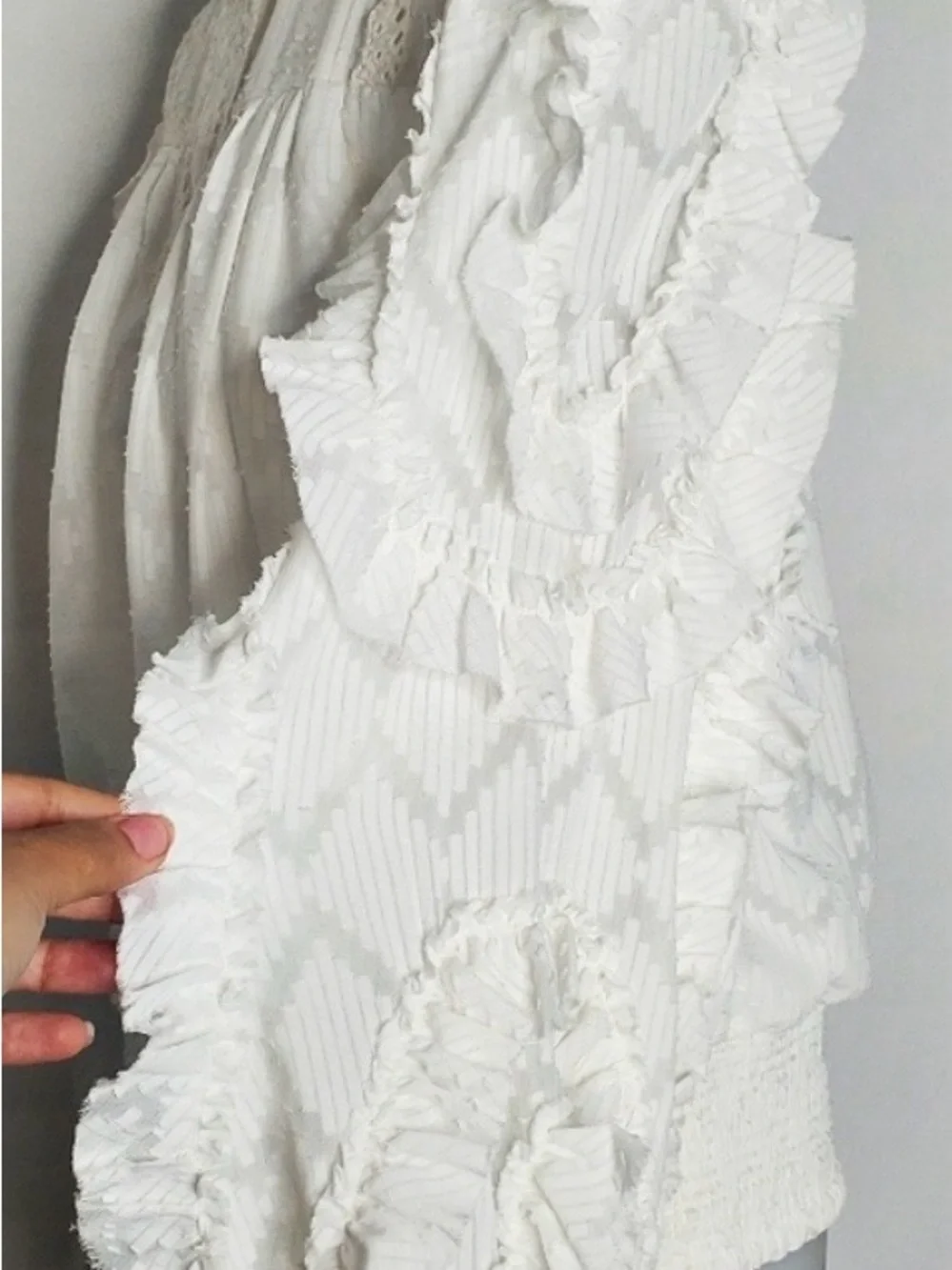 Anthropologie | Not Do Serious White Embellished Boho Top, NWT size small
